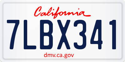 CA license plate 7LBX341