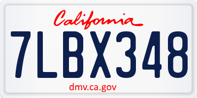 CA license plate 7LBX348