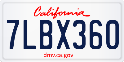 CA license plate 7LBX360