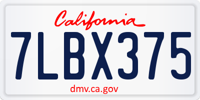 CA license plate 7LBX375