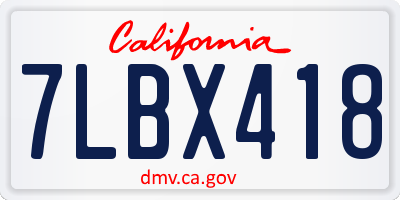 CA license plate 7LBX418