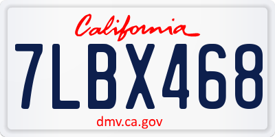 CA license plate 7LBX468