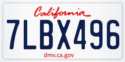 CA license plate 7LBX496