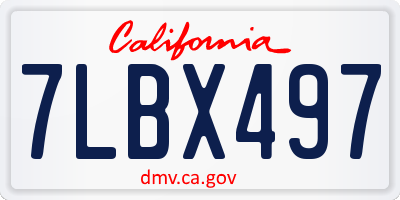 CA license plate 7LBX497