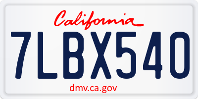 CA license plate 7LBX540
