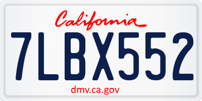 CA license plate 7LBX552