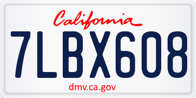 CA license plate 7LBX608