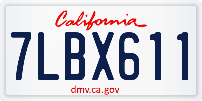 CA license plate 7LBX611