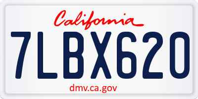 CA license plate 7LBX620