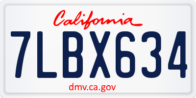 CA license plate 7LBX634