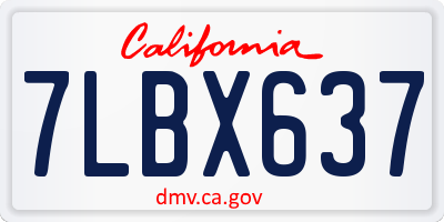 CA license plate 7LBX637