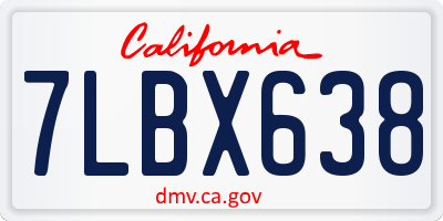 CA license plate 7LBX638