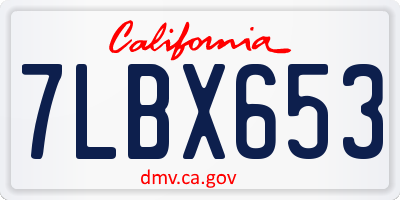 CA license plate 7LBX653