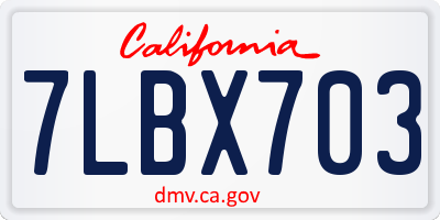 CA license plate 7LBX703