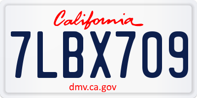 CA license plate 7LBX709