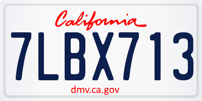 CA license plate 7LBX713