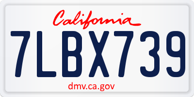 CA license plate 7LBX739