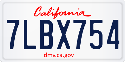 CA license plate 7LBX754