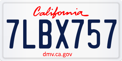 CA license plate 7LBX757