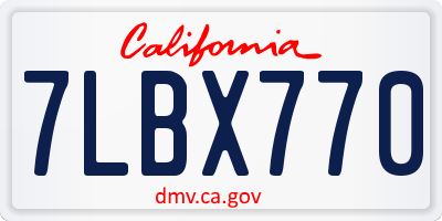 CA license plate 7LBX770