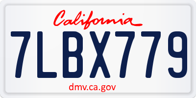 CA license plate 7LBX779