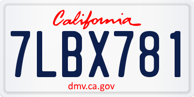 CA license plate 7LBX781