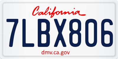 CA license plate 7LBX806