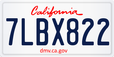 CA license plate 7LBX822