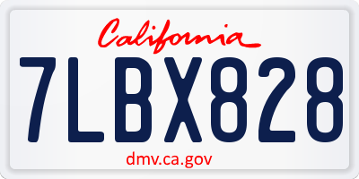 CA license plate 7LBX828