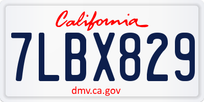 CA license plate 7LBX829