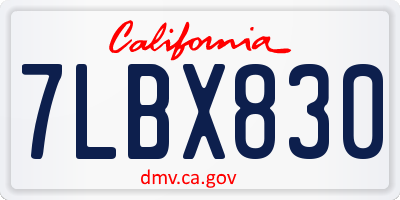 CA license plate 7LBX830