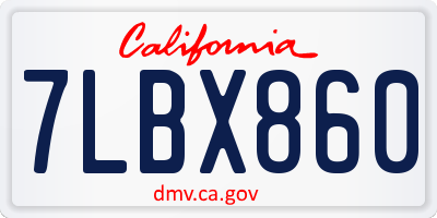 CA license plate 7LBX860