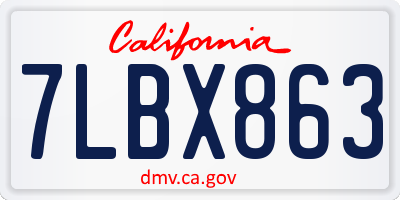 CA license plate 7LBX863