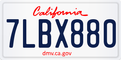 CA license plate 7LBX880