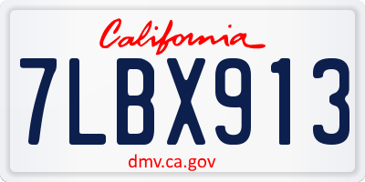 CA license plate 7LBX913