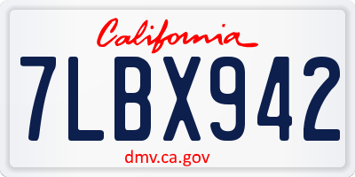 CA license plate 7LBX942