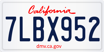 CA license plate 7LBX952