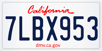 CA license plate 7LBX953