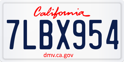 CA license plate 7LBX954