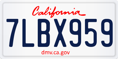 CA license plate 7LBX959