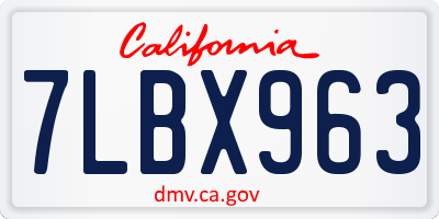 CA license plate 7LBX963