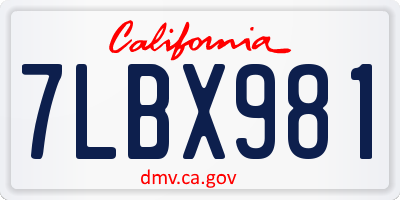 CA license plate 7LBX981