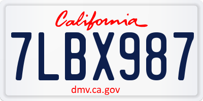 CA license plate 7LBX987