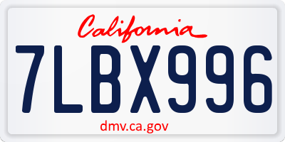 CA license plate 7LBX996