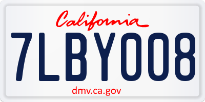 CA license plate 7LBY008