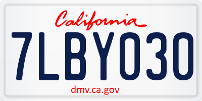 CA license plate 7LBY030