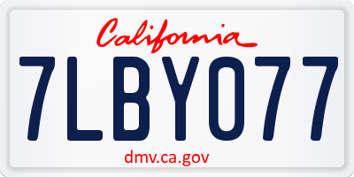 CA license plate 7LBY077
