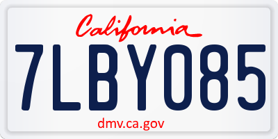 CA license plate 7LBY085