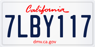 CA license plate 7LBY117