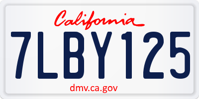 CA license plate 7LBY125